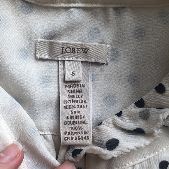 J. Crew off white 100% silk ruffle polka dot tank top. Sz 6 - Picture 8 of 12